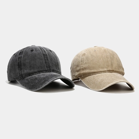 Vintage Washed Cotton Baseball Cap Distressed Adjustable Solid Color Retro Dad Hat Sun Protection Unisex