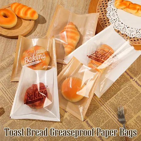 Sacchetti Per Imballaggio Pane Resistenti Al Grasso Carta Kraft Confezione Alimentare Con Finestra Trasparente Per Toast Sandwich