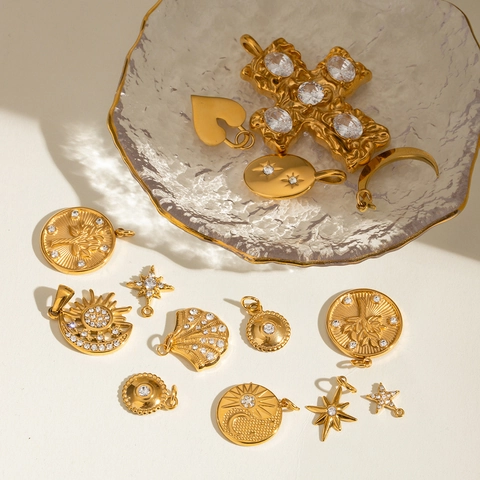DIY Anhänger Aus Edelstahl 18K Vergoldet Mit Zirkonia Einlage Anhänger Wasserfest Hypoallergen Mode Accessoires