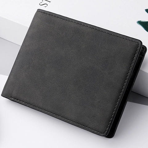 Portefeuille Homme Bifold Cuir PU Mat Court Mince Avec Poche Monnaie Zippée Fentes Pour Cartes Style Vintage