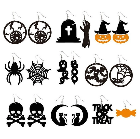 Orecchini Halloween Acrilico Zucca Ragno Fantasma Scheletro Pipistrello Gioielli Gotici Da Festa Per Donna