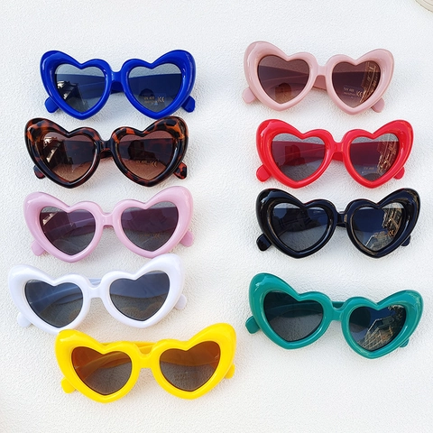 Heart Shaped Sunglasses UV400 Protection Plastic Frame Cute Fashion Eyewear For Kids Girls Boys Children