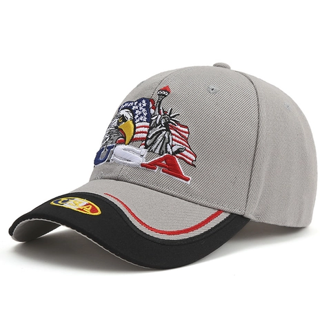 Berretto da Baseball Ricamato con Aquila e Bandiera USA Visiera Mimetica Protezione Solare Esterna Regolabile Uomo Donna