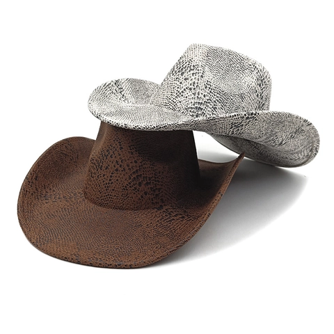 Cappello Da Cowboy Occidentale Tesa Larga Motivo Serpente Poliestere Protezione Solare All'aperto Stile Vintage Per Uomini Donne