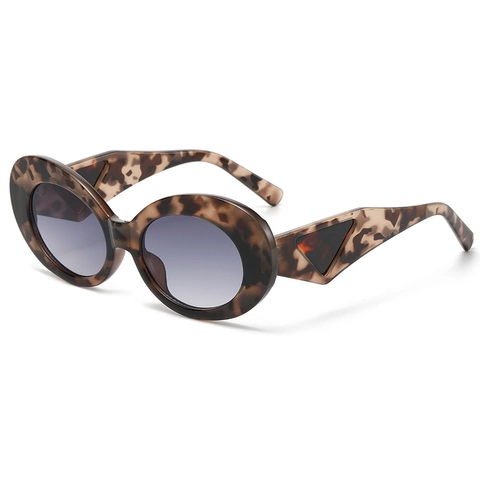 Occhiali Da Sole Ovali Retrò Donna Montura Plastica Protezione UV Lenti Sfumate Streetwear Moda Stanghette Tartarugate