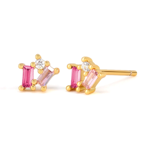 Pendientes Geométricos Cobre Con Poste De Plata Esterlina 925 Circón De Color Joyas Minimalistas Para Mujeres