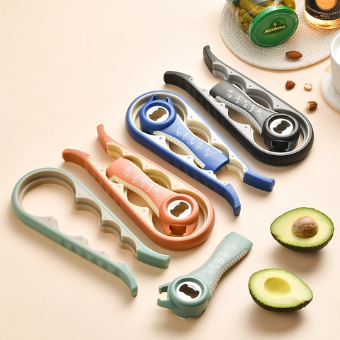 Abrefrascos Multifuncional Abrebotellas Abrelatas Manual Ergonómico Antideslizante Plástico TPR Acero Inoxidable Cocina