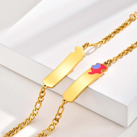 Kinder ID Armband Roestvrij Staal Schattige Cartoon Emaille Hanger Verstelbaar Goud Zilver Sieraden Voor Kind