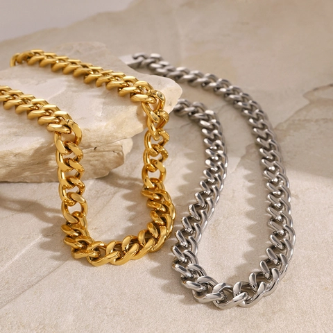 Edelstahl Panzerkette Halskette Hochglanzpoliert Wasserdicht Hypoallergen Minimalistischer Schmuck Für Damen
