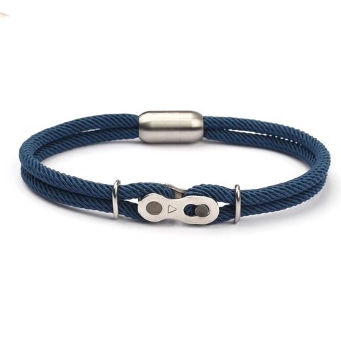 Bracelet Chaîne De Vélo Acier Titane Corde Tressée Fermoir Magnétique Style Sportif Industriel
