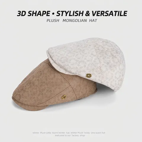 Coppola Stile Britannico Retrò Poliestere Stampa Leopardata Regolabile Ivy Cap Con Fibbia In Metallo Per Uomini Donne
