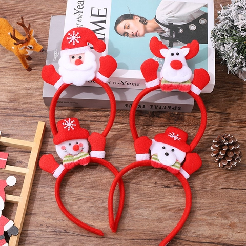 Christmas Headbands Light Up Led Plush Santa Claus Snowman Reindeer Festive Hair Hoops Party Favors Glowing Holiday Decor