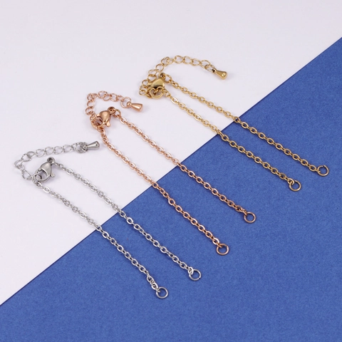 Stainless Steel Bracelet Chain DIY Jewelry Making Accessories With Lobster Clasp And Waterdrop Extension O-Chain