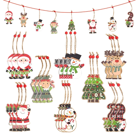 Decorazioni Natalizie In Legno Cartone Animato Babbo Natale Pupazzo Di Neve Renna Elfo Albero Decorazioni Da Appendere