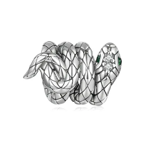 925 Sterlingsilber Schlange Perle Oxidiertes Vintage Dunkler Stil Zirkonia Eingelegt Schlange Schmuckherstellung DIY Perle