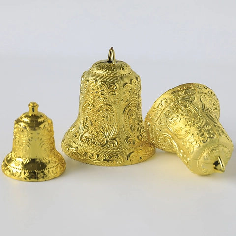 Ornamenti Campana Di Natale Dorati Motivo A Stelle In Rilievo Campane In Plastica Decorative Da Appendere Per Arredo Albero Di Natale