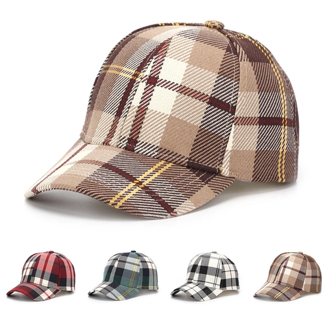 Casquette De Baseball À Carreaux Rétro Style Britannique Vintage Réglable Visière Courbée Chapeau De Soleil