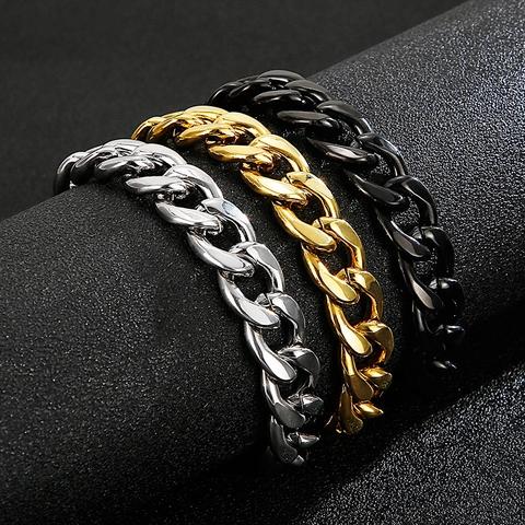 Bracciale A Catena Cubana Da Uomo In Acciaio Inossidabile Stile Hip Hop Punk