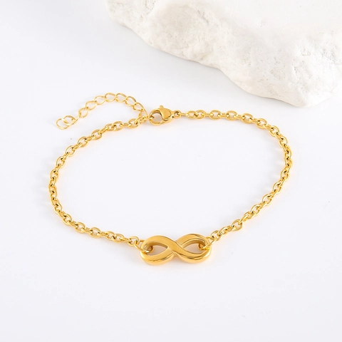 Gioielli Con Collana Bracciale E Orecchini Simbolo Infinito Per Donna In Acciaio Inossidabile Placcato Oro 18K Minimalista