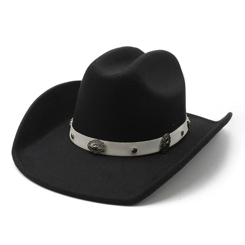 Western Cowboy Fedora Hat For Women Men Wide Brim Polyester Cotton Jazz Hat With Metal Buckle Band Vintage Outdoor Sun Hat