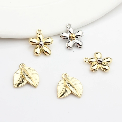 Alloy Flower Leaf Charms Mini Korean Style Sweet Pendants For DIY Earring Jewelry Making Components