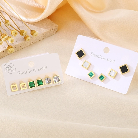 Pendientes De Botón Geométricos Cuadrados Acero Inoxidable Hipoalergénico Joyería Minimalista Para Mujeres Elegante Colorido
