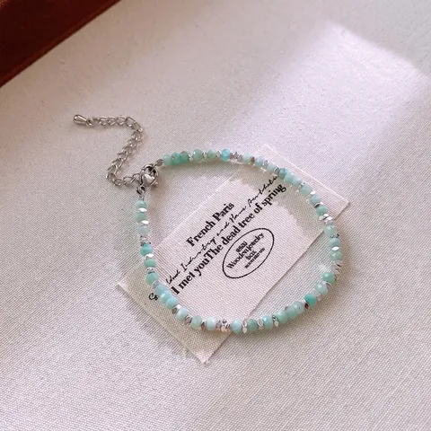 Facettiertes Naturstein Perlenarmband Türkis Bunte Perlen Verstellbar Vintage Elegant Handschmuck Für Damen