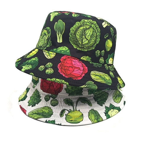 Gemüse Druck Fischerhut Polyester Sonnenschutz Outdoor Reise Eimer Hut Vintage Neuheit Für Herren Damen
