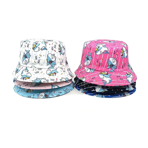 Kids Shark Pattern Printed Bucket Hat Polyester Sun Protection Outdoor Fisherman Cap For Boys Girls Toddler Sun Hat
