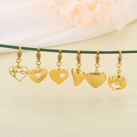 Dijes De Corazón De Acero Inoxidable Con Cierre De Langosta Accesorios De Joyería DIY Para Collares