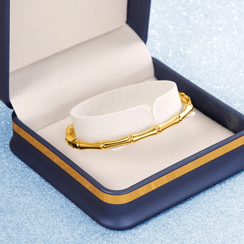 Bracciale Rigido In Acciaio Inossidabile Da Donna Lucidato Nodo Di Bambù Perla Gioielli Di Moda Accessorio Minimalista Versatile