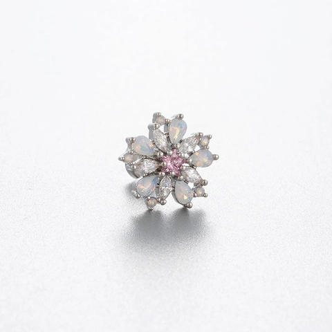 Pink Zircon Heart Bear Cartilage Stud Earrings Titanium Steel Screw Back Piercing Jewelry Cute Y2K For Women