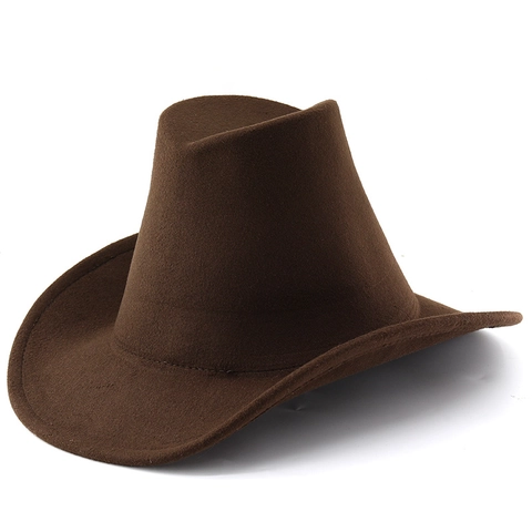 Western Cowboy Hat Cotton Polyester Wide Brim High Top Sun Protection Retro Vintage Style For Men Women