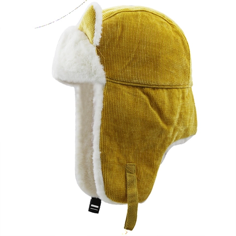 Winter Trapper Hoed Corduroy Faux Bontvoering Oorklappen Kattenoren Winddicht Warm Bommenwerper Hoed