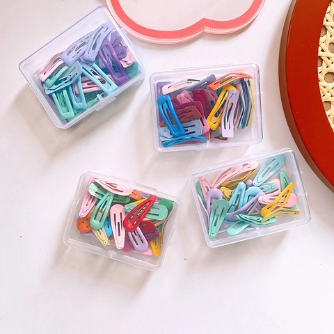 Macaron Candy Color Snap BB Κλιπ Μαλλιών Μεταλλικά Με Σταγόνες Λαδιού Φουρκέτες Με Κουτί Αποθήκευσης Για Κορίτσια Παιδιά
