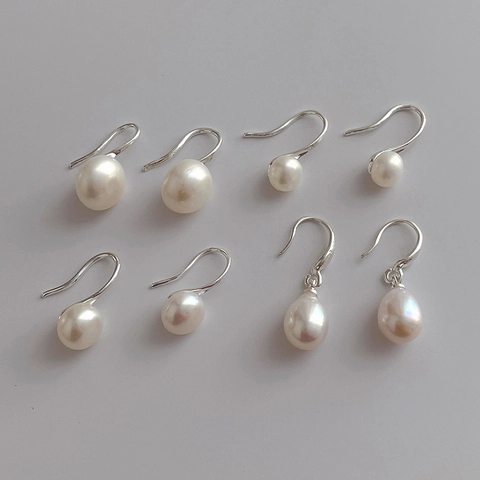 Freshwater Pearl Earrings With 925 Sterling Silver Earring Post Drop Round Niche Design Elegant Minimalist For Women