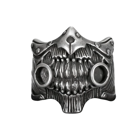 Skull Mask Ring 316L Stainless Steel Gothic Punk Biker Vintage Oxidized Band Jewelry For Men