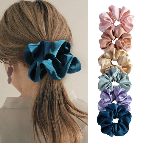 Coletero De Satén Retro Grande Lazo Para El Cabello De Satén Sintética Diadema Elástica Cuerda Para La Cabeza Brillante Para Mujeres