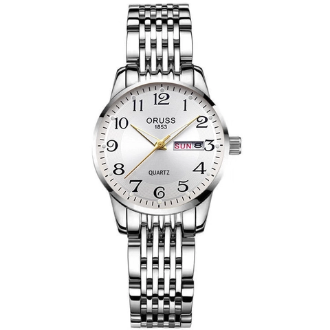 Women Quartz Watch Stainless Steel Strap Date Day Calendar Luminous Elegant Fashion Casual Ladies Wristwatch