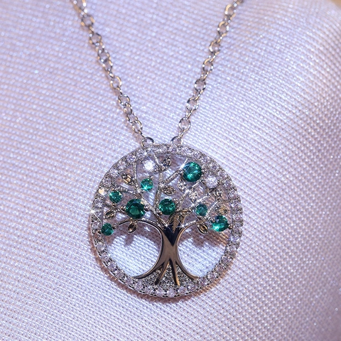 Collana Pendente Albero Della Vita Lega Zirconia Cavo Rotondo Incastonato Gioielli Bohémien Da Donna