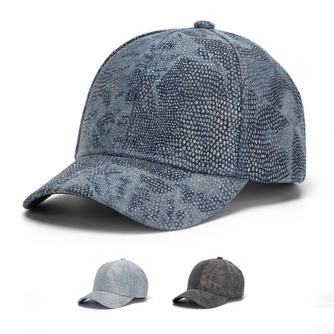 Pailletten Strass Baseballkappe Bling Verstellbare Schirmmütze Schlangenmuster Schimmer Sonnenschutz Outdoor Damen Herren
