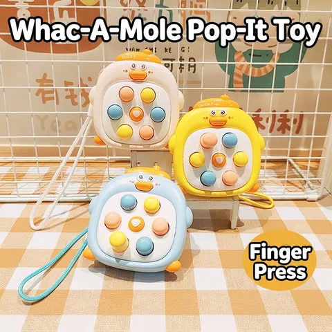 Mini Portachiavi Whack-A-Mole Giocattolo Antistress Cartone Animato Anatra Dinosauro Carota Silicone Plastica Sensoriale Educativo