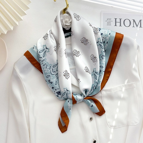 Sciarpa Quadrata Paisley Raso Come Satine Elegante Vintage Foulard Capelli Fascia Per Donne Accessorio Elegante