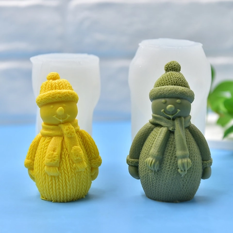 Molde De Silicona De Muñeco De Nieve DIY Textura De Punto Bufanda Para Hornear Pastel Mousse Aroma Jabón Vela