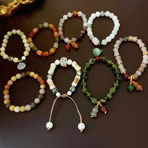 Vintage Kralenarmband Natuursteen Zoetwaterparel Schelp Bedeltje Chinese Stijl Handgemaakte Elegante Sieraden Dames