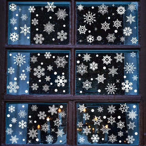 Witte Kerst Sneeuwvlok Raamstickers Statische Muurstickers Voor Glas Etalage Vakantie Huis Feest Winter Decoratie