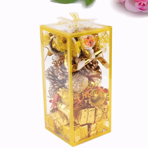 Ornamenti Natalizi Appesi Oro Plastica Schiuma Pigne Campane Bastoncini Di Zucchero Babbo Natale Decorazione Albero