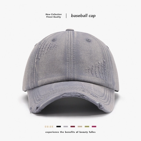 Gorra De Béisbol De Algodón Lavado Distressed Con Agujeros Vintage Sombrero De Sol Ajustable Para Hombres Mujeres Moda