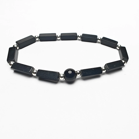 Naturstein Perlenarmband Quadratische Bar Steine Vergoldete Legierung Spacer Geometrischer Modeschmuck Unisex