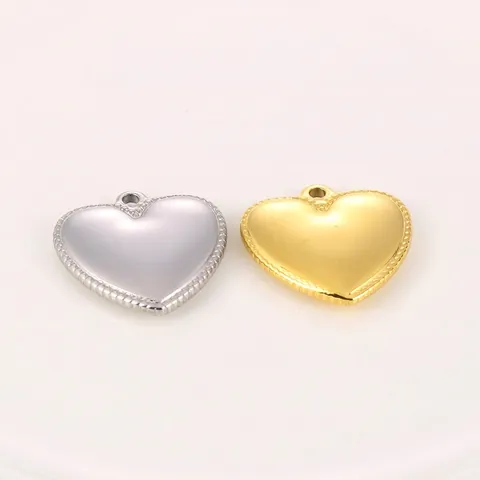 Heart Pendants Stainless Steel Smooth Surface Beaded Border Charms For DIY Necklace Earrings Jewelry Making Accessories